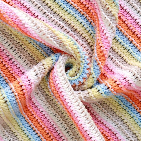 Casual Women's Short-Sleeved Open Button Down Striped sweater, top & skirt set - Picture 7 of 7